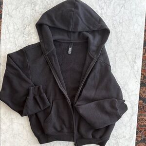 Skims Black Hooded Zip-Up Jacket